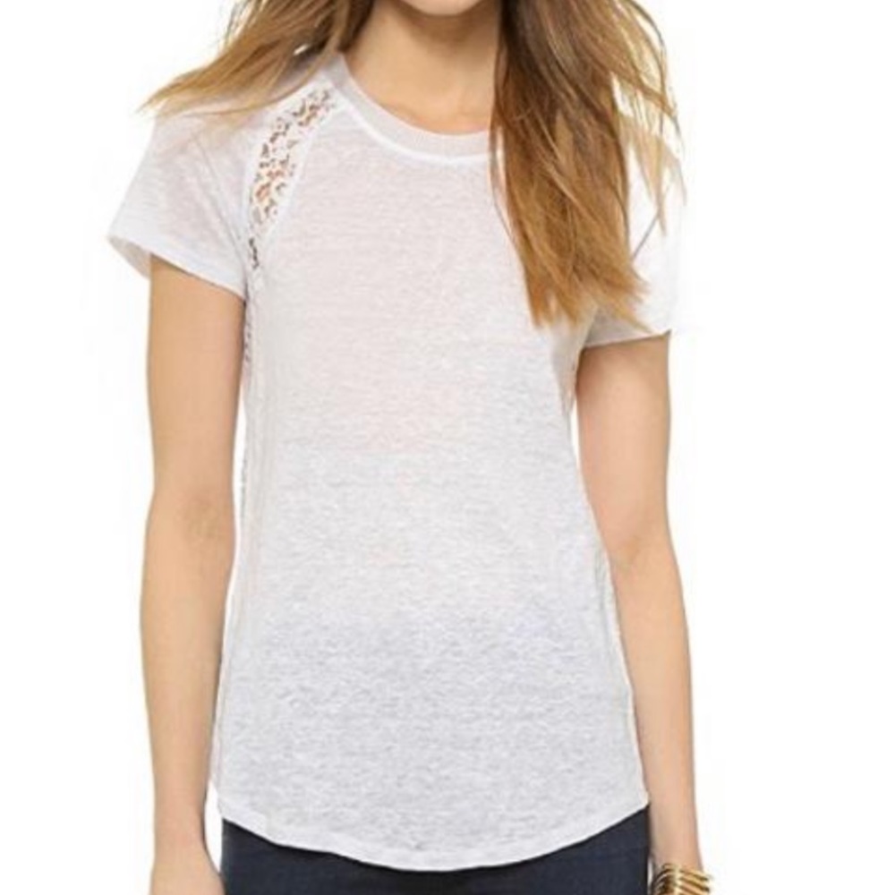 RebeccA Taylor white lace linen Tee small